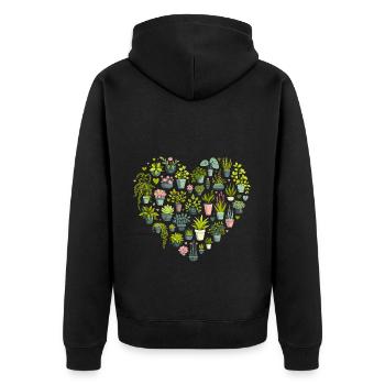 Pflanzenherz - Unisex Premium Bio Zip Hoodie - Schwarz - Hinten - Nico (187cm)