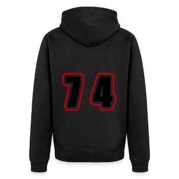 74 Nombre Collège - Veste à capuche bio Premium Unisexe - noir - Dos - Nico (187cm)