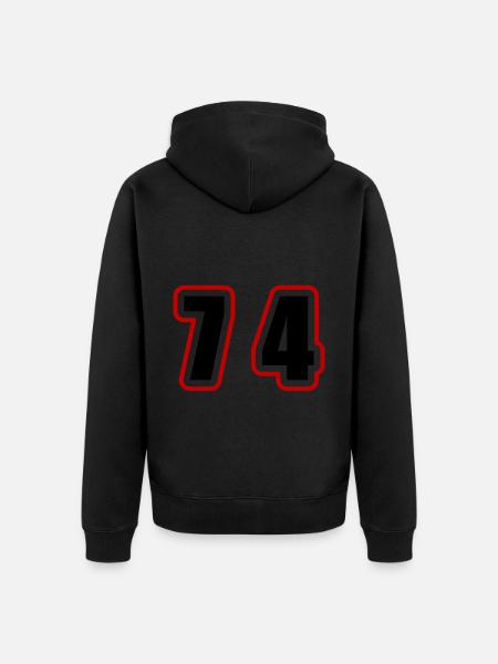 74 Number College - Unisex Premium Organic Zip Hoodie - black