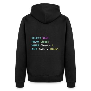 Nerd Computer Computerarbeit Coder Geschenkidee - Unisex Premium Bio Zip Hoodie - Schwarz - Hinten - Nico (187cm)