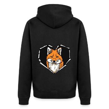 Crack Fox Trou déchiré Cœur Fox Face - Veste à capuche bio Premium Unisexe - noir - Dos - Nico (187cm)