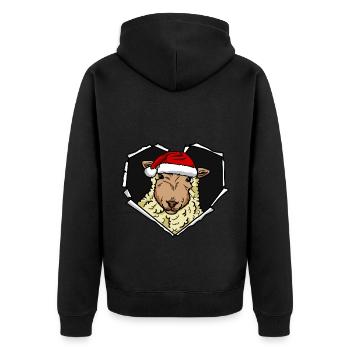 Crack sheep with Christmas cap hole - Unisex Premium Organic Zip Hoodie - black - Back - Nico (187cm)