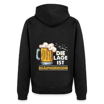 Die Lage ist besäufniserregend - Unisex Premium Bio Zip Hoodie - Schwarz - Hinten - Nico (187cm)
