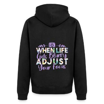 Photography Camera Lens Flowers - Unisex Premium Bio Zip Hoodie - Schwarz - Hinten - Nico (187cm)