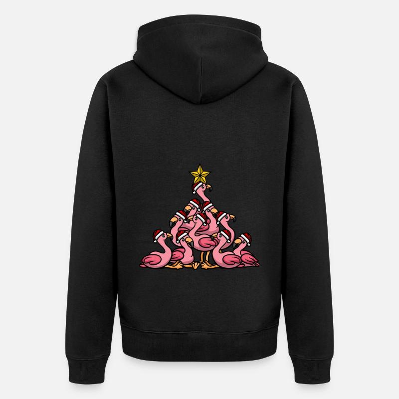 Flamingo Weihnachtsbaum - Unisex Premium Bio Zip Hoodie - Schwarz