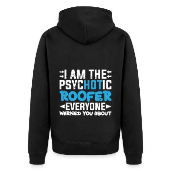 Bauarbeiter Dachdecker Geschenkidee - Unisex Premium Bio Zip Hoodie - Schwarz - Hinten - Nico (187cm)