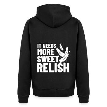 Sweet Relish Pickles Bottle Spice Jar - Unisex Premium Organic Zip Hoodie - black - Back - Nico (187cm)