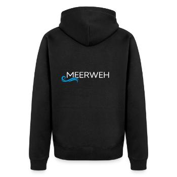 meer sommer-vibes rügen moin moin meerweh - Unisex Premium Bio Zip Hoodie - Schwarz - Hinten - Nico (187cm)