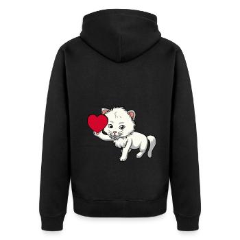 Coeur Chat Domestique Chat Animaux Enfants Animal Ami - Veste à capuche bio Premium Unisexe - noir - Dos - Nico (187cm)