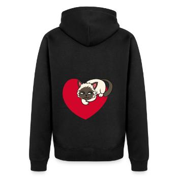 Coeur Chat Domestique Chat Animal De Compagnie Enfants Amoureux des animaux - Veste à capuche bio Premium Unisexe - noir - Dos - Nico (187cm)