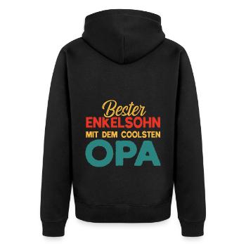 Bester Enkelsohn mit dem coolsten Opa - Unisex Premium Bio Zip Hoodie - Schwarz - Hinten - Nico (187cm)