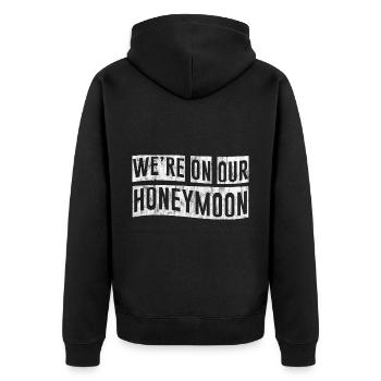We're On Our Honeymoon 3 - Unisex Premium Organic Zip Hoodie - black - Back - Nico (187cm)