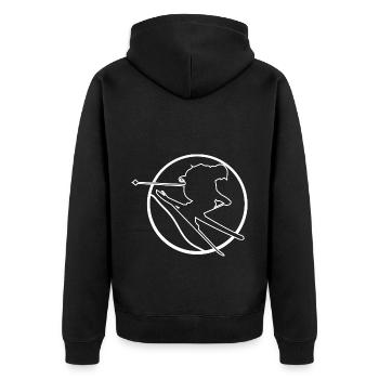 Circle - Skiing - (3) - Unisex Premium Organic Zip Hoodie - black - Back - Nico (187cm)