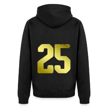 25 Zahl Trikot - Unisex Premium Bio Zip Hoodie - Schwarz - Hinten - Nico (187cm)