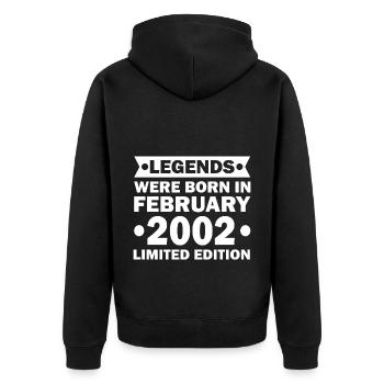 21. Geburtstag Februar Jahrgang 2002 Geschenkidee - Unisex Premium Bio Zip Hoodie - Schwarz - Hinten - Nico (187cm)