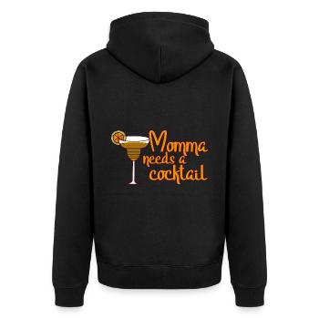Momma Needs A Cocktail - Unisex Premium Bio Zip Hoodie - Schwarz - Hinten - Nico (187cm)