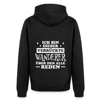 Wanderer Outdoor Lustiger Spruch Wandern Geschenk - Unisex Premium Bio Zip Hoodie - Schwarz - Hinten - Nico (187cm)
