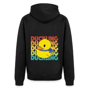 Duck chicks in Reto colors - Yellow ducks - Unisex Premium Organic Zip Hoodie - black - Back - Nico (187cm)