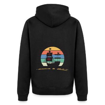 Über Kolumbus' Mut hinaus navigieren Kolumbus-Tag - Unisex Premium Bio Zip Hoodie - Schwarz - Hinten - Nico (187cm)