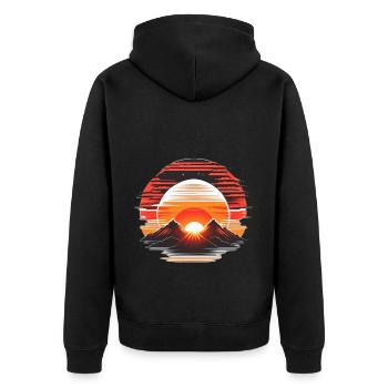 Optimistic Atmosphere and Fresh Morning Lighting - Unisex Premium Organic Zip Hoodie - black - Back - Nico (187cm)