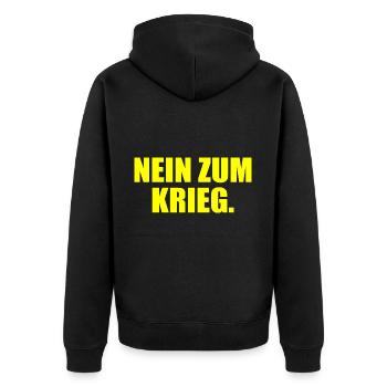 Nein zum krieg - Unisex Premium Bio Zip Hoodie - Schwarz - Hinten - Nico (187cm)