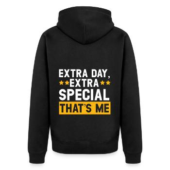 Happy Birthday Schaltjahr 29. Februar Schalttag - Unisex Premium Bio Zip Hoodie - Schwarz - Hinten - Nico (187cm)