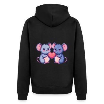 Maus Paar Liebe Couple Verliebt - Unisex Premium Bio Zip Hoodie - Schwarz - Hinten - Nico (187cm)