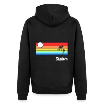 Sizilien Italien Urlaub Sicilia Idee - Unisex Premium Bio Zip Hoodie - Schwarz - Hinten - Nico (187cm)