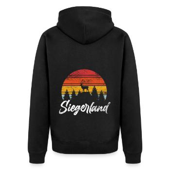Siegerland Stadt Siegen Heimat Sejerlänner - Unisex Premium Bio Zip Hoodie - Schwarz - Hinten - Nico (187cm)
