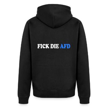 Fick die afd - Unisex Premium Bio Zip Hoodie - Schwarz - Hinten - Nico (187cm)