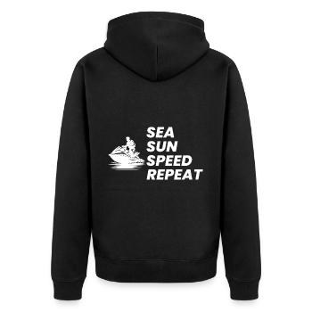 Jet ski Aventure en mer Vitesse Sports nautiques Plaisir - Veste à capuche bio Premium Unisexe - noir - Dos - Nico (187cm)