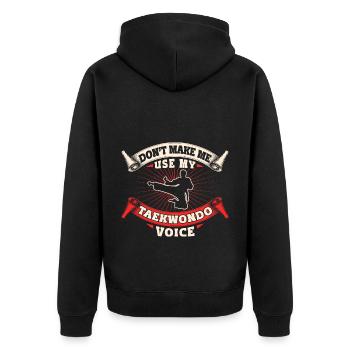 TKD Korean Martial Arts Tae Kwon - Unisex Premium Bio Zip Hoodie - Schwarz - Hinten - Nico (187cm)