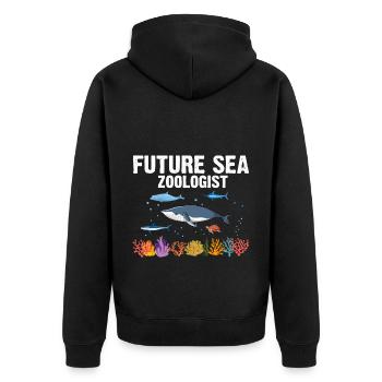 Future Zooologist Zooology Marine Biologist Sea - Unisex Premium Organic Zip Hoodie - black - Back - Nico (187cm)