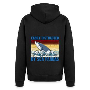 Baleines Baleines Océan Mer Marine Biologiste Plongée Rétro - Veste à capuche bio Premium Unisexe - noir - Dos - Nico (187cm)
