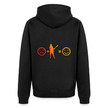 Damen Egitarre Guitar akustische gitarre - Unisex Premium Bio Zip Hoodie - Schwarz - Hinten - Nico (187cm)