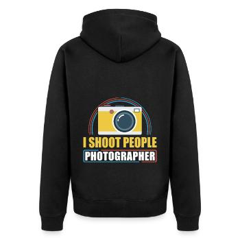 Photography Camera Lens I Shoot - Unisex Premium Bio Zip Hoodie - Schwarz - Hinten - Nico (187cm)