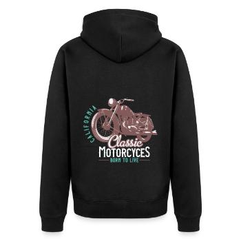 Bikers, motorcyclists - Unisex Premium Organic Zip Hoodie - black - Back - Nico (187cm)