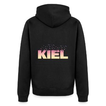 Kiel Germany City Font Birds Skyline - Unisex Premium Organic Zip Hoodie - black - Back - Nico (187cm)