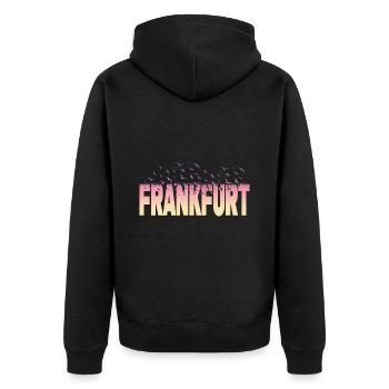 Francfort Allemagne City Font Birds Skyline - Veste à capuche bio Premium Unisexe - noir - Dos - Nico (187cm)