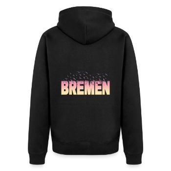 Brême Allemagne City Font Oiseaux Skyline - Veste à capuche bio Premium Unisexe - noir - Dos - Nico (187cm)