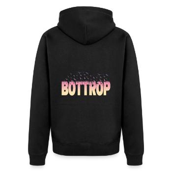 Bottrop Deutschland Stadt Schrift Vögel Skyline - Unisex Premium Bio Zip Hoodie - Schwarz - Hinten - Nico (187cm)