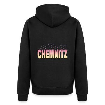 Chemnitz Germany City Font Birds Skyline - Unisex Premium Organic Zip Hoodie - black - Back - Nico (187cm)