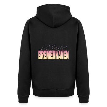 Bremerhaven Allemagne City Font Oiseaux - Veste à capuche bio Premium Unisexe - noir - Dos - Nico (187cm)