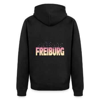 Freiburg Germany City Font Birds Skyline - Unisex Premium Organic Zip Hoodie - black - Back - Nico (187cm)