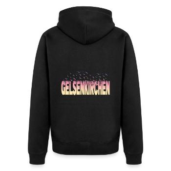 Gelsenkirchen Deutschland Stadt Schrift Vögel - Unisex Premium Bio Zip Hoodie - Schwarz - Hinten - Nico (187cm)