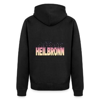 Heilbronn Allemagne Ville Police Oiseaux Skyline - Veste à capuche bio Premium Unisexe - noir - Dos - Nico (187cm)