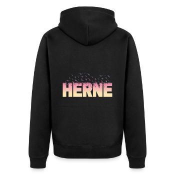 Herne Germany City Font Birds Skyline - Unisex Premium Organic Zip Hoodie - black - Back - Nico (187cm)