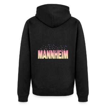 Mannheim Germany City Font Birds Skyline - Unisex Premium Organic Zip Hoodie - black - Back - Nico (187cm)