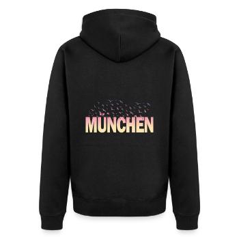 Munich Germany City Font Birds Skyline - Unisex Premium Organic Zip Hoodie - black - Back - Nico (187cm)