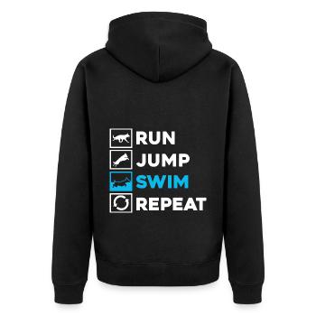 Dock Diving Design for Dog Jumping and Dock Dog - Unisex Premium Organic Zip Hoodie - black - Back - Nico (187cm)